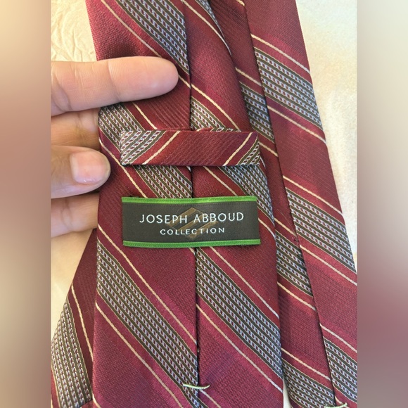 Joseph Abboud Maroon and Gray Striped Tie - Picture 2 of 2